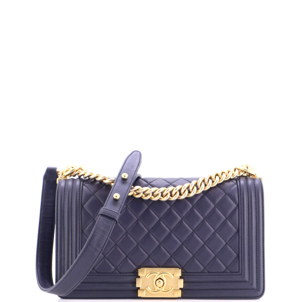 Chanel Old Medium Boy Flap Bag Quilted Lambskin